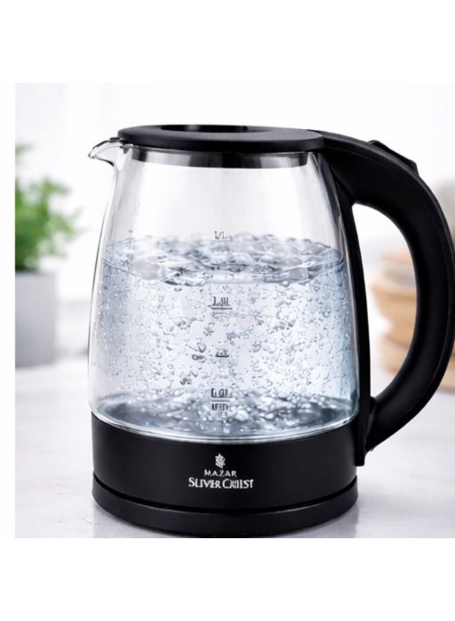 SILVER CREST Electric Glass Kettle Black Color Large Capacity Water Kettle with Water Level Indicator for Daily Use - Image 2